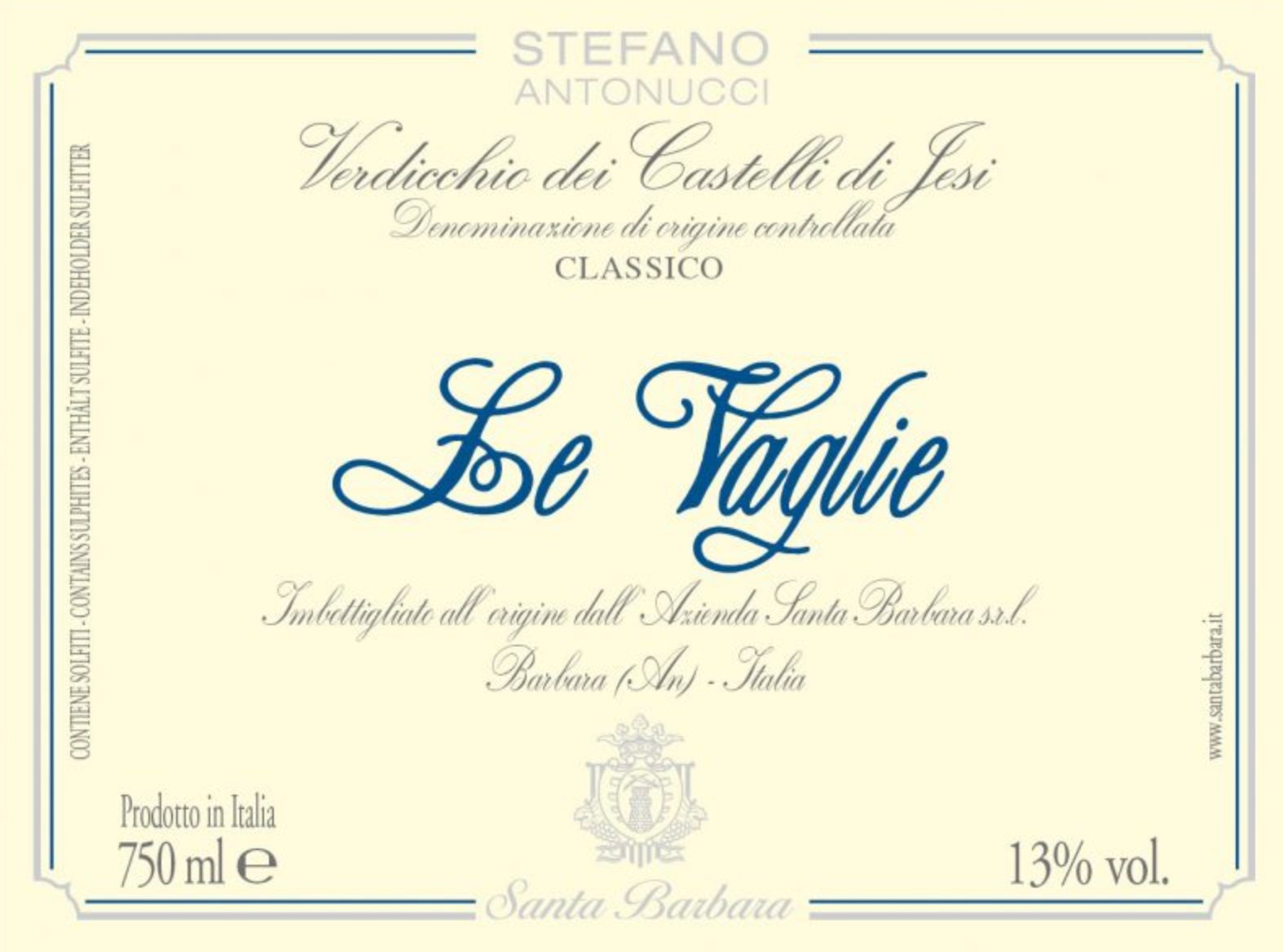 Santa Barbara Verdicchio dei Castelli di Jesi DOC Le Vaglie 2021 - Honest Bottle Shop